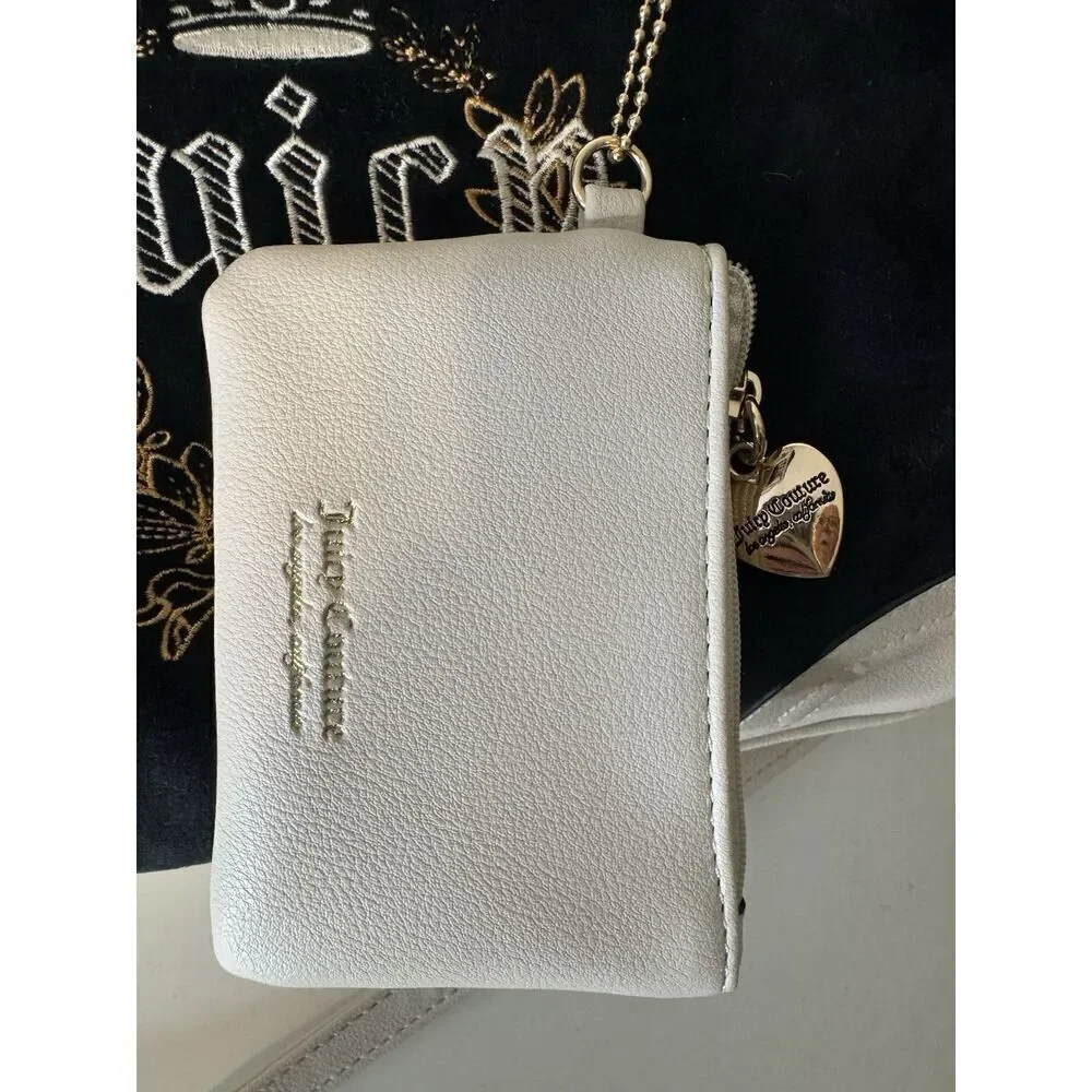 Juicy Couture Velour Heritage Satchel Purse Bag Black White Liquorice Angel Y2K